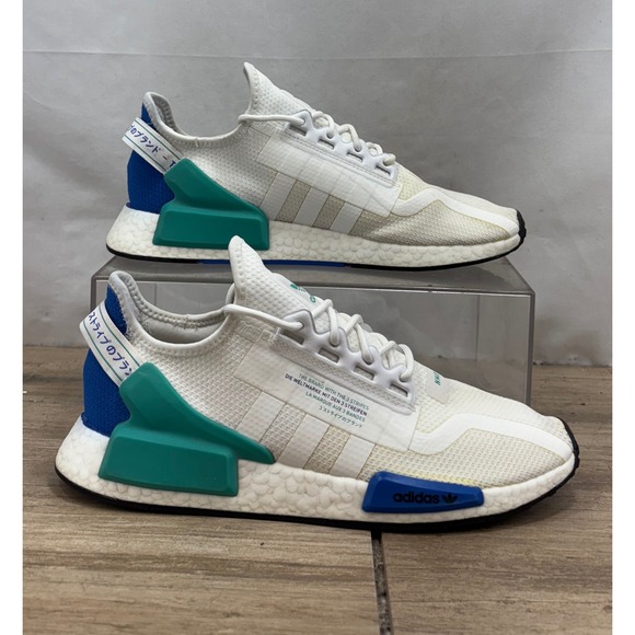 Adidas NMD R1 V2 Mens Running Shoes Sneakers White Blue Green FY5921 - Picture 1 of 11
